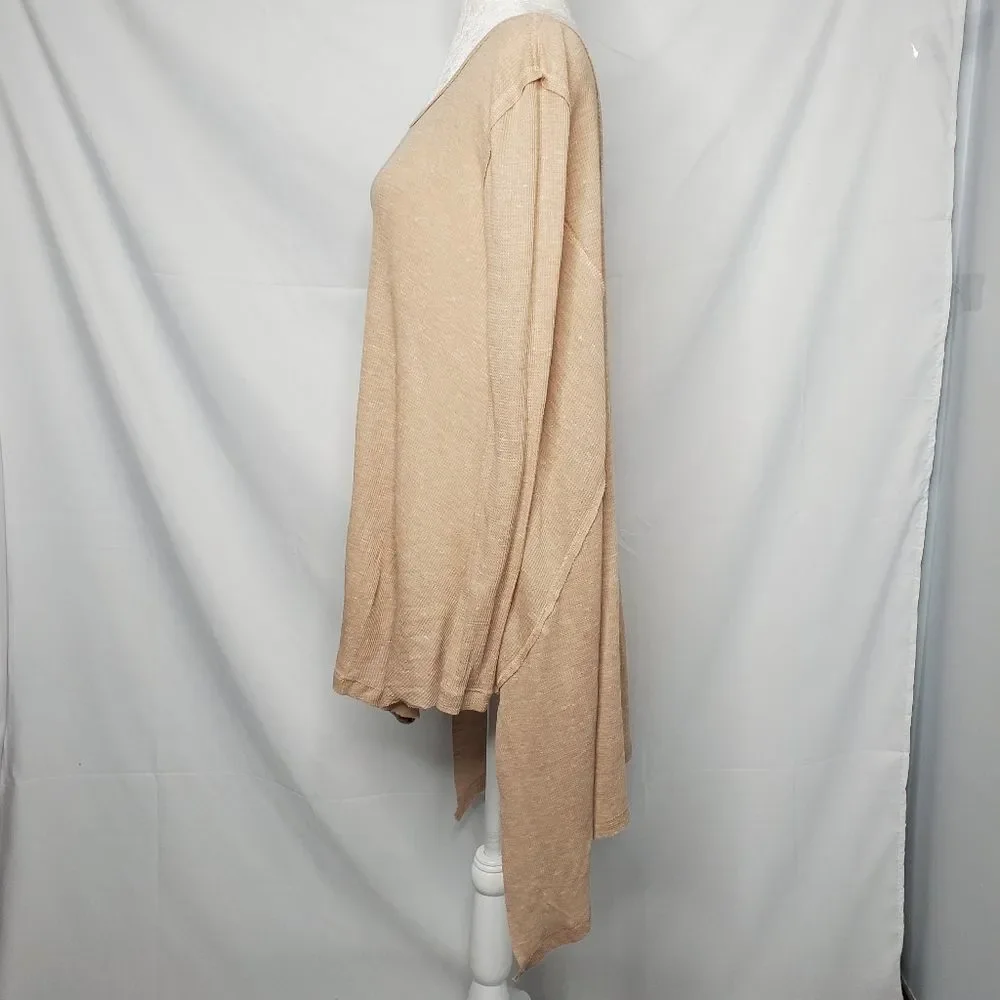 FREE PEOPLE oversized shirt cream the‎ incredible tee long sleeve thermal top XS